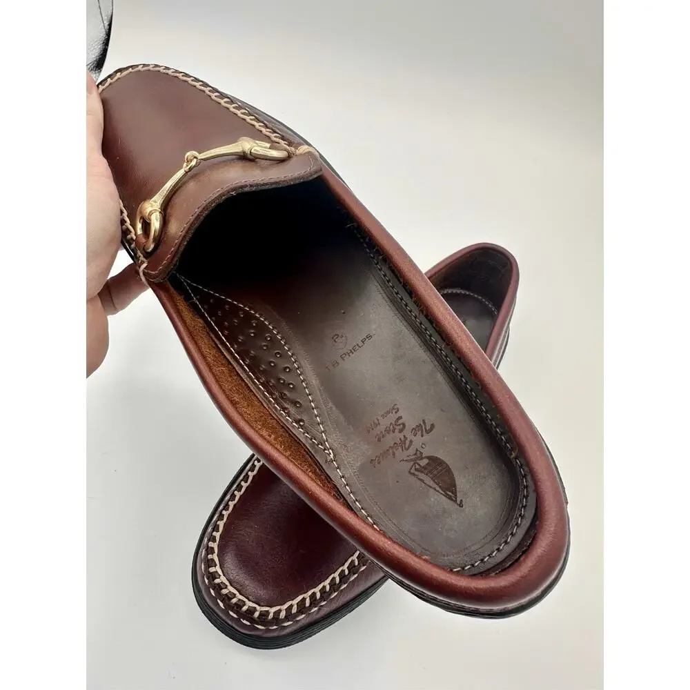 TB Phelps Horse Bit Driver Driving Loafers - Mens 7.5 W Brown Leather 710-05
